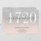 Faire-part Nouveau numéro d'adresse argent parties scintillan (Devant / Derrière)