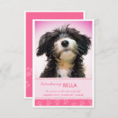 Faire-part Nouveau Pet Pink Empreintes de pattes pour fille F (Devant / Derrière)