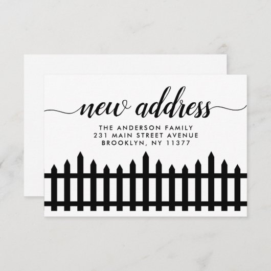 Faire-part Nouveau Script d'adresse moderne Accueil Picket cl (Devant / Derrière)