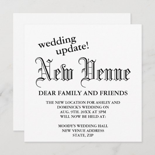 Faire-part Nouveau site Mariage gothique Mise à jour Changeme (Devant / Derrière)