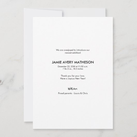 Faire-part Nouvel An Nouvel Ensemble de Joy confetti Nouvelle (Dos)