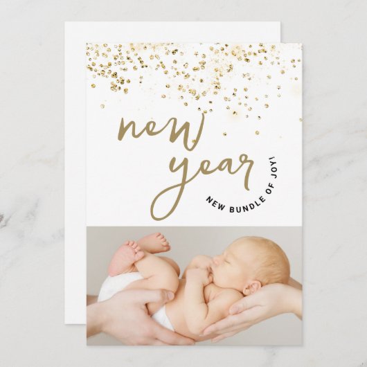 Faire-part Nouvel An Nouvel Ensemble de Joy confetti Nouvelle (Devant / Derrière)