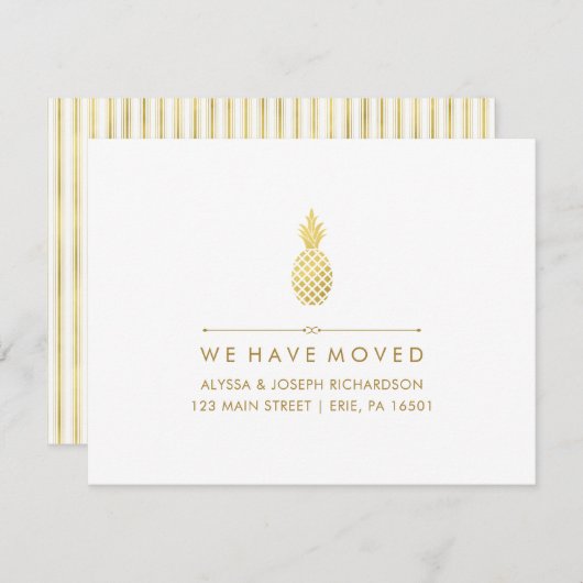 Faire-part Nouvelle adresse avec Elegant Gold Pineappy (Devant / Derrière)