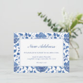 Faire-part Nouvelle Adresse Élégante Bleue et Blanche Chinois (Debout devant)