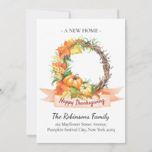 Faire-part Nouvelle adresse personnelle Thanksgiving Citrouil