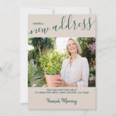 Faire-part Nouvelle adresse photo et élégant script Beige Mov (Devant)