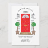 Faire-part Nouvelle adresse Porte aquarelle rouge (Devant)