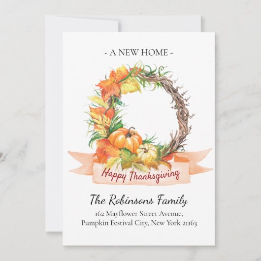 Faire-part Nouvelle adresse résidentielle Thanksgiving Citrou (Devant)