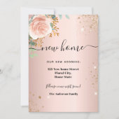 Faire-part Nouvelle adresse rose or floral eucalyptus (Devant)