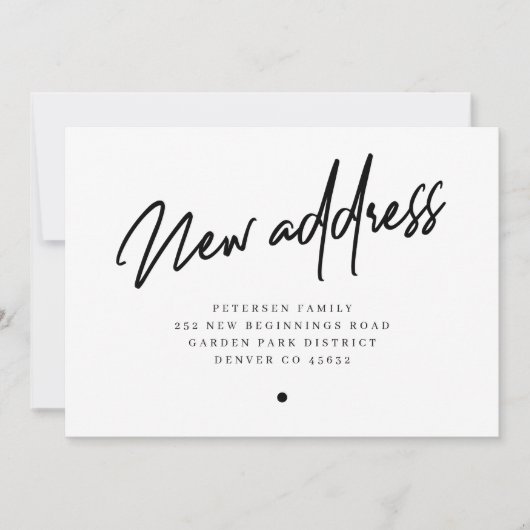 Faire-part Nouvelle adresse script moderne mouvement (Devant)