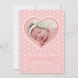 Faire-part Nouvelle annonce de naissance photo rose Love