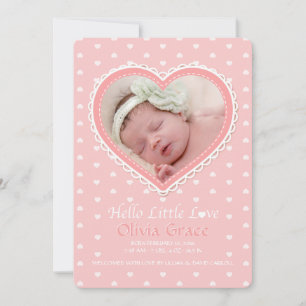 Faire-part Nouvelle Annonce de Naissance Rose avec Photo d'Am