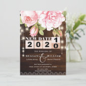 Faire-part Nouvelle Date Mariage Élégant Rustique (Debout devant)