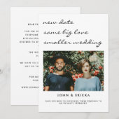 Faire-part Nouvelle Date Même Amour Mariage Réduit Photo Rédu (Devant / Derrière)