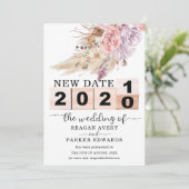 Faire-part Nouvelle date reportée Mariage en herbe de Pampas  (Debout devant)