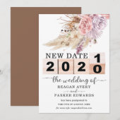 Faire-part Nouvelle date reportée Mariage en herbe de Pampas  (Devant / Derrière)