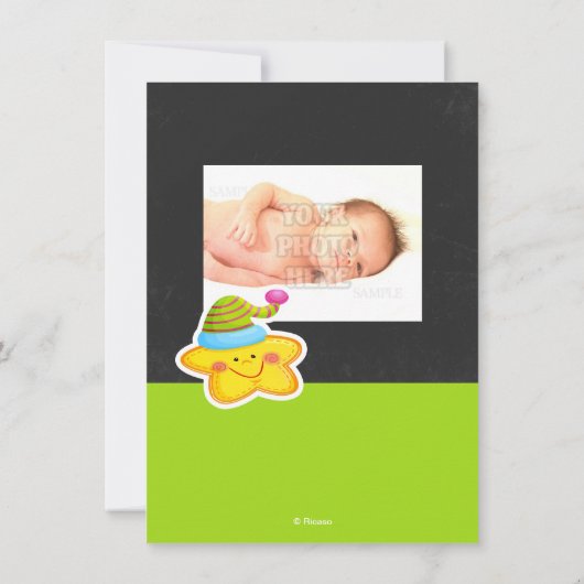 Faire-part Nouvelle Étoile De Bébé Et Ours En Tête Dormant (Dos)