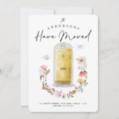 Faire-part Nouvelle maison Aquarelle Jaune Porte Fleur sauvag (Devant)