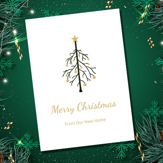 Faire-part Nouvelle maison Arbre de Noël Gold Green Moving