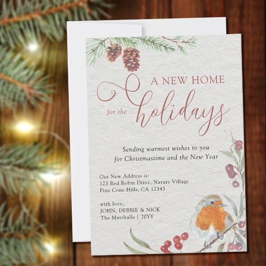 Faire-part Nouvelle maison de vacances Robin Berries et Pine 