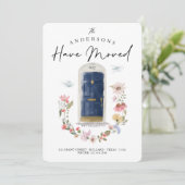 Faire-part Nouvelle maison Marine Aquarelle Porte Fleur sauva (Debout devant)