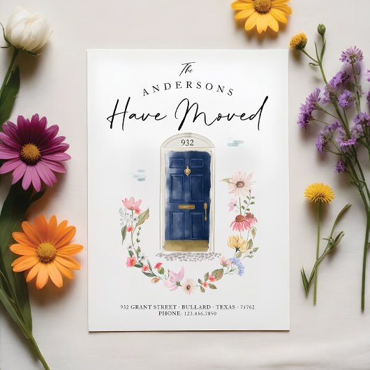 Faire-part Nouvelle maison Marine Aquarelle Porte Fleur sauva