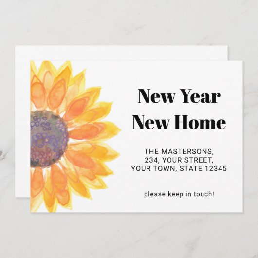 Faire-part Nouvelle maison Nouvel An Sunflower (Devant / Derrière)