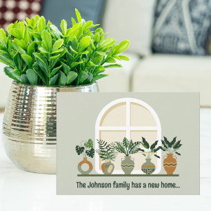 Faire-part Nouvelle Maison Plantes à la mode sur le rebord de