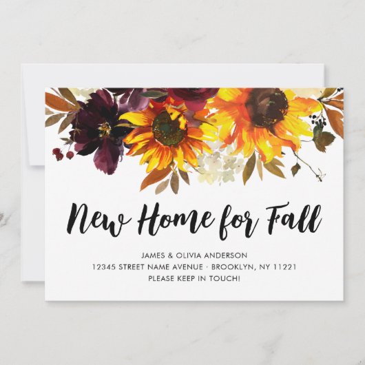 Faire-part Nouvelle maison pour l'automne Autumn Sunflower Mo (Devant)