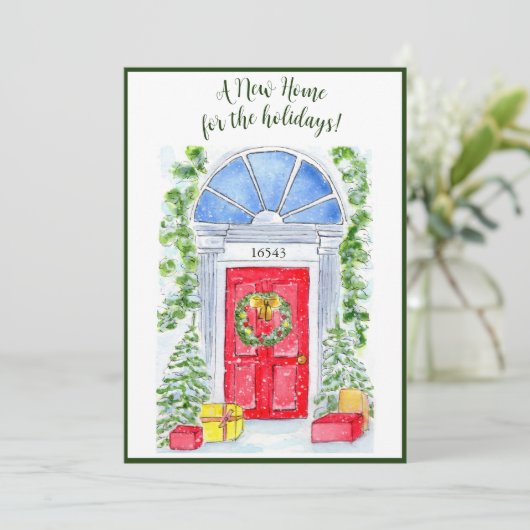 Faire-part Nouvelle maison pour les fêtes (Debout devant)