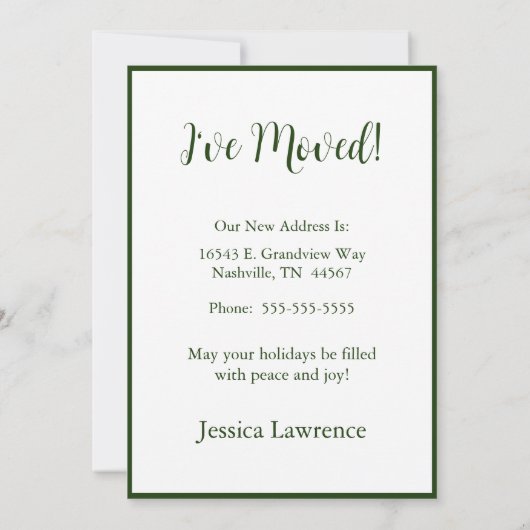 Faire-part Nouvelle maison pour les fêtes (Dos)