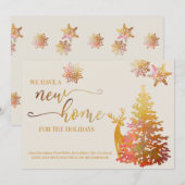 Faire-part Nouvelle maison pour les fêtes Arbre de Noël Or (Devant / Derrière)