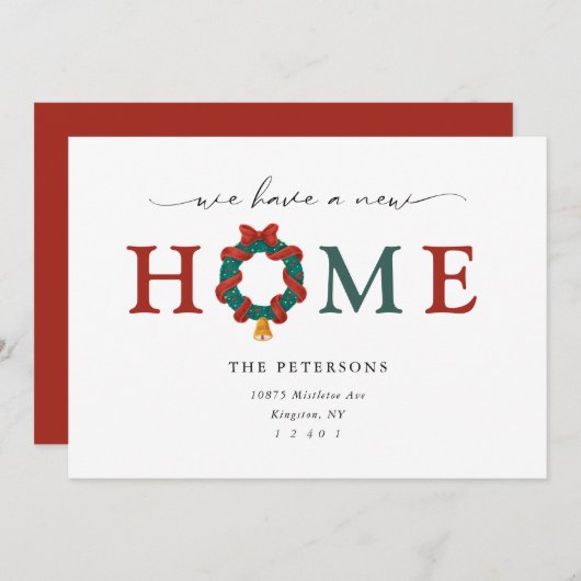 Faire-part Nouvelle maison pour les fêtes Noël en mouvement (Devant / Derrière)