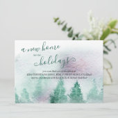 Faire-part Nouvelle maison pour les vacances Aquarelle Forêt (Debout devant)