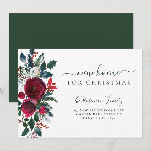 Faire-part Nouvelle maison pour Noël déménager (Devant / Derrière)