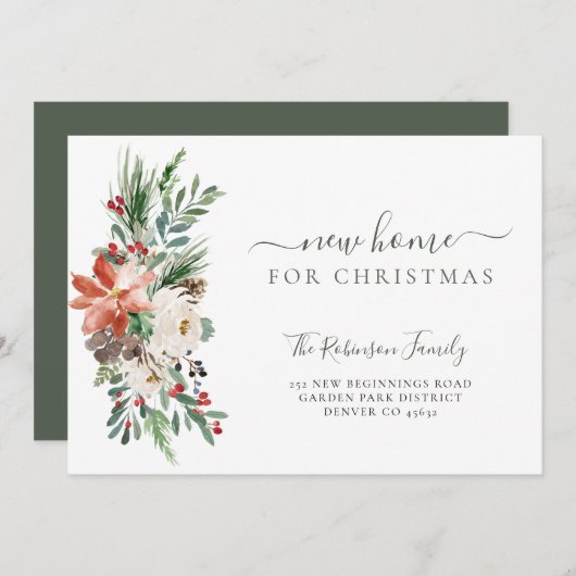 Faire-part Nouvelle maison pour Noël déménager (Devant / Derrière)