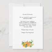 Faire-part Nouvelle maison Thanksgiving Floral Citrouille Fal (Dos)
