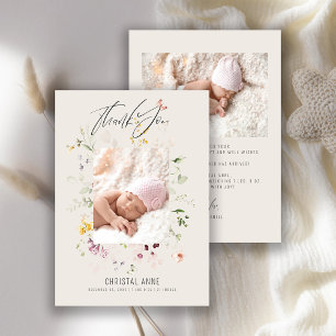 Faire-part Nouvelle-née Bébé Fille Ivoire Merci Photo Naissan