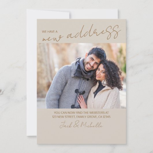 Faire-part Nouvelle photo d'adresse et déplacement de script (Devant)