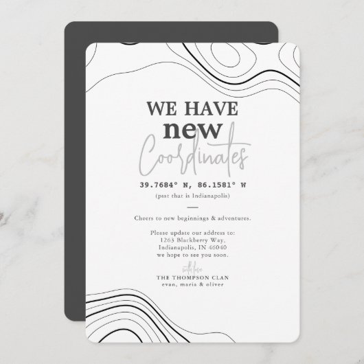 Faire-part Nouvelles coordonnées modernes Gray Moving (Devant / Derrière)