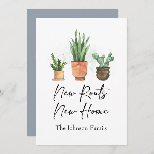 Faire-part Nouvelles Racines Nous avons déménagé Nouvelle Mai (Devant / Derrière)