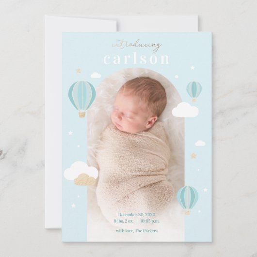 Faire-part Nuages De Ballons À Air Chaud Étoiles Naissance Du (Devant)