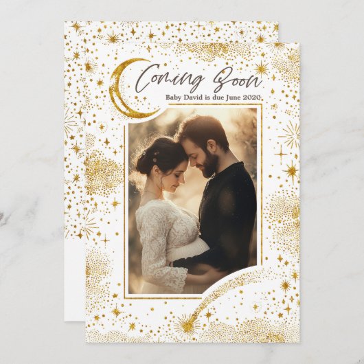 Faire-part Nuit étoilée céleste Prochainement Grossesse Photo (Devant / Derrière)