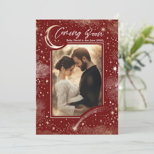 Faire-part Nuit étoilée céleste Prochainement Grossesse Photo (Debout devant)