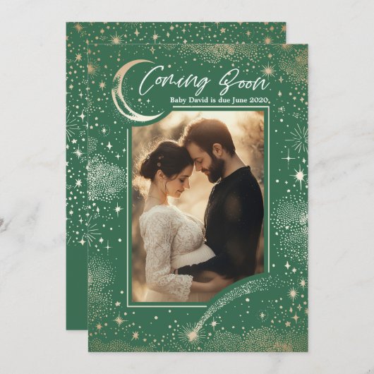 Faire-part Nuit étoilée céleste Prochainement Grossesse Photo (Devant / Derrière)