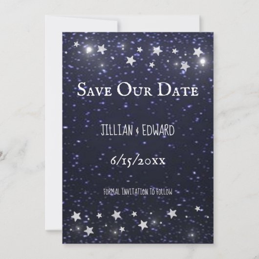 Faire-part Nuit étoilée Enregistrer La Date Annonce (Devant)