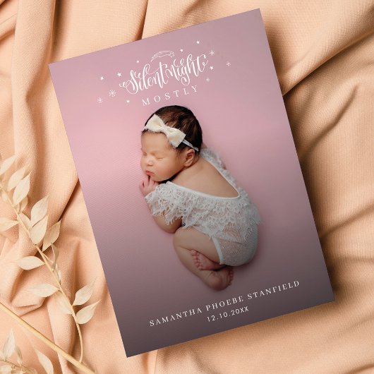 Faire-part Nuit silencieuse mignonne Noël Bébé Naissance Phot