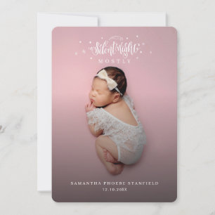 Faire-part Nuit silencieuse mignonne Noël bébé photo naissanc