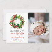 Faire-part Nuits silencieuses Noël Photo Naissance du bébé (Devant)