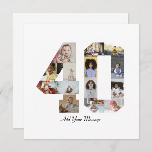 Faire-part Numéro 40 - Collage photo (Devant / Derrière)